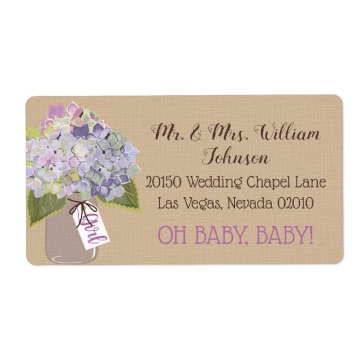 Lavender Hydrangea Bouquet Babydusche (Vorne)