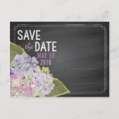 Lavender Hydrangea Chalkboard Save the Date Ankündigungspostkarte (Rückseite)