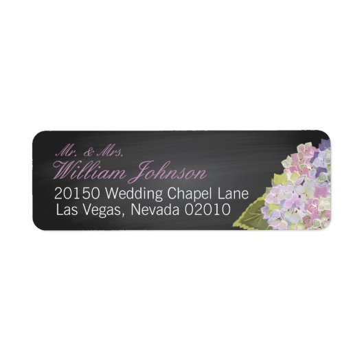 Lavender Hydrangea Chalkboard Wedding Label (Vorne)