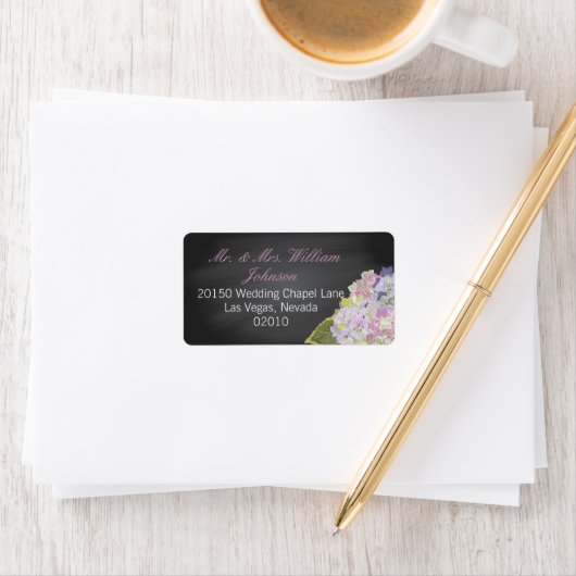 Lavender Hydrangea Chalkboard Wedding Label Adressaufkleber (Insitu)