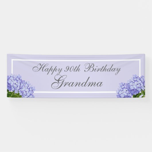 Lavender Hydrangea Happy 90. Geburtstagsgrandma Banner (Horizontal)