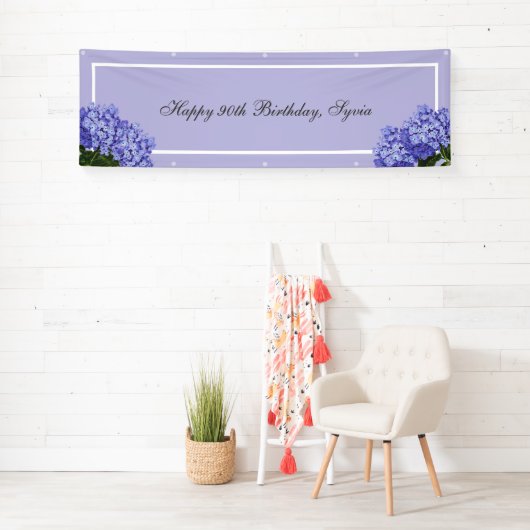 Lavender Hydrangea Happy Birthday Banner (Insitu)