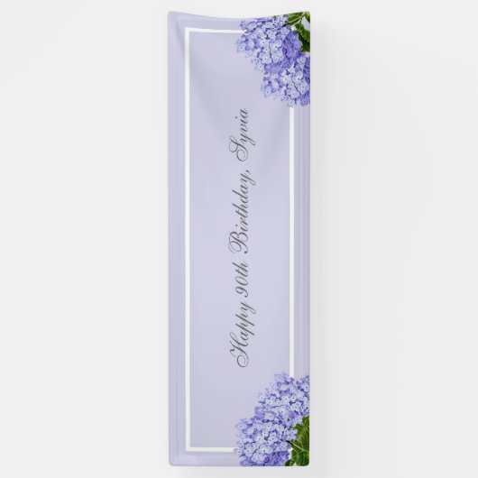 Lavender Hydrangea Happy Birthday Banner (Vertikal)