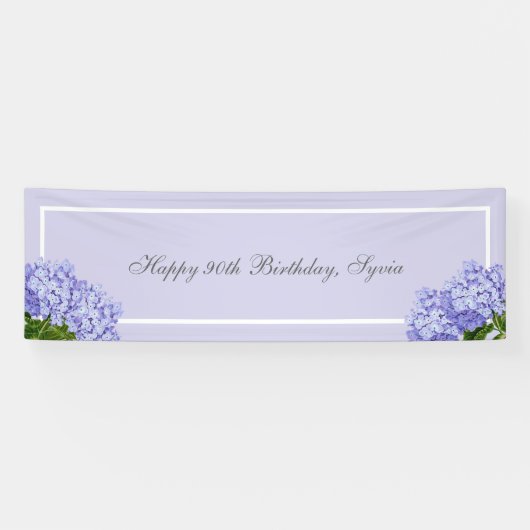 Lavender Hydrangea Happy Birthday Banner (Horizontal)