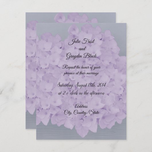 Lavender Hydrangea Hochzeitseinladung Einladung (Vorne/Hinten)
