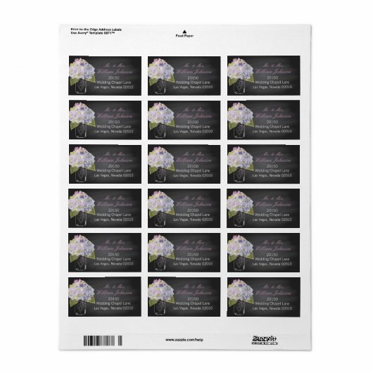 Lavender Hydrangea Jar Chalkboard Wedding Label Adressaufkleber (Vorne)