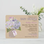 Lavender Hydrangea Mason Jar Rustic Baby Dusche Einladung (Stehend Vorderseite)