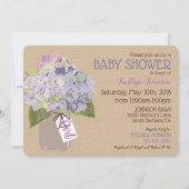 Lavender Hydrangea Mason Jar Rustic Baby Dusche Einladung (Vorderseite)