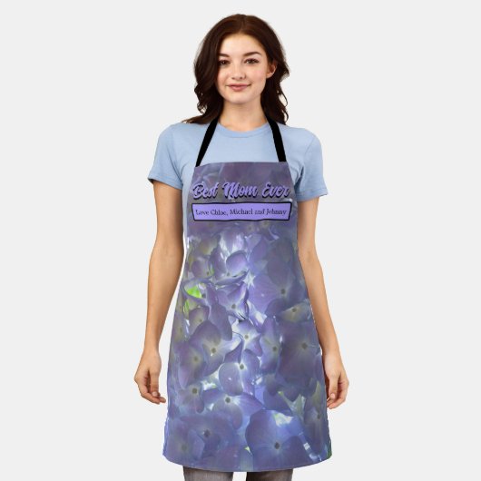 Lavender Hydrangeas beste Mutter aller Zeiten Schürze (Getragen)