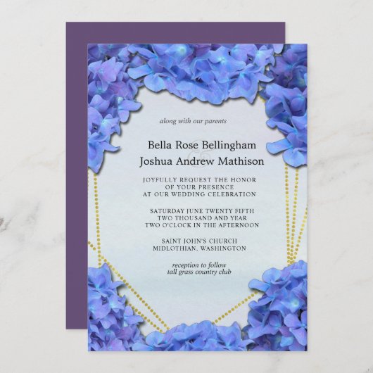 Lavender Hydrangeas Floral Wedding Einladung (Vorne/Hinten)