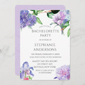 Lavender Hydrangeas Iris Rose Junggeselinnen-Absch Einladung (Vorne/Hinten)