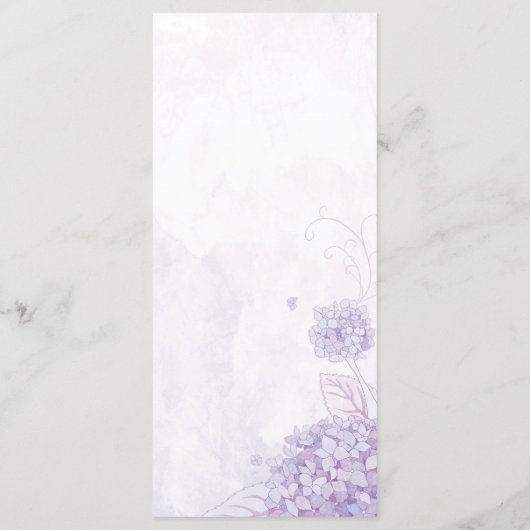 Lavender Hydrangeas Long Vertical Wedding Menükarte (Rückseite)