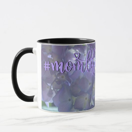 Lavender Hydrangeas #momlife Tasse (Links)
