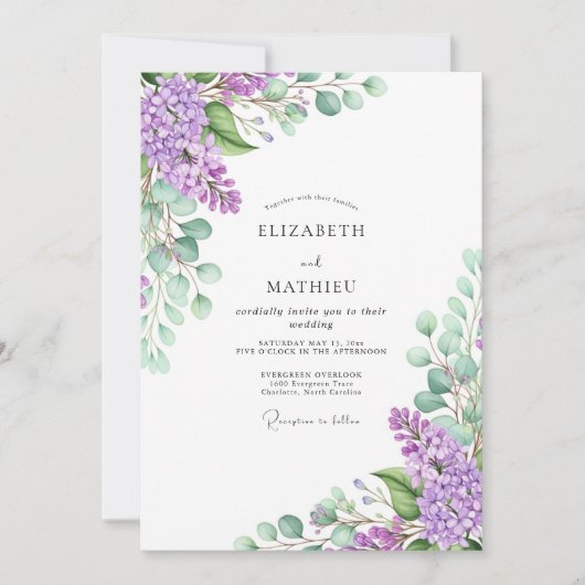 Lavender Idyllic Spring Wedding Einladung (Vorderseite)