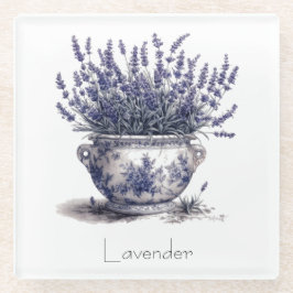 Lavender in Delft Blue anpassbar Glasuntersetzer