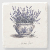 Lavender in Delft Blue anpassbar Steinuntersetzer (Vorderseite)