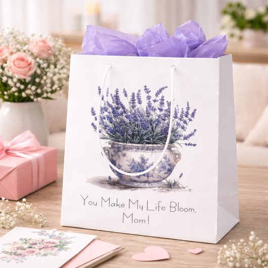 Lavender in Delft Blue, customizable  Mittlere Geschenktüte