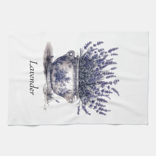 Lavender in Delft Blue Geschirrtuch (Horizontal)