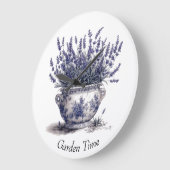 Lavender in Delft Blue Große Wanduhr (Winkel)
