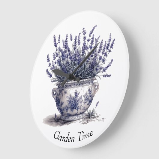 Lavender in Delft Blue Große Wanduhr (Winkel)