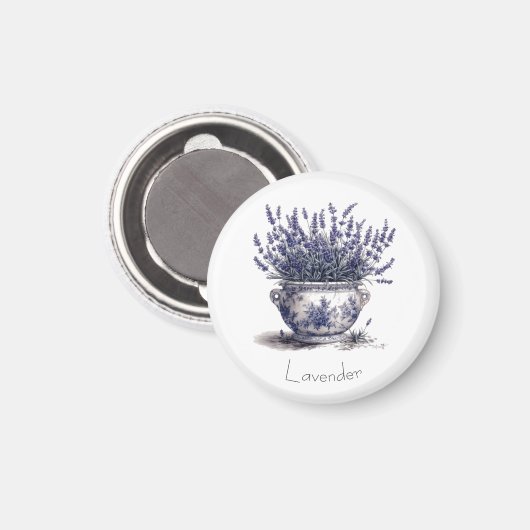 Lavender in Delft Blue Magnet (Vorderseite/Rückseite)