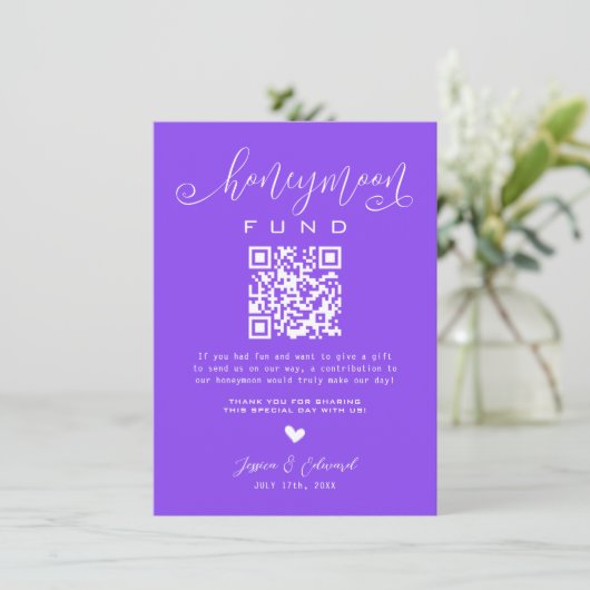 Lavender Indigo Honeymoon Fund Qr Code Minimalisti (Stehend Vorderseite)