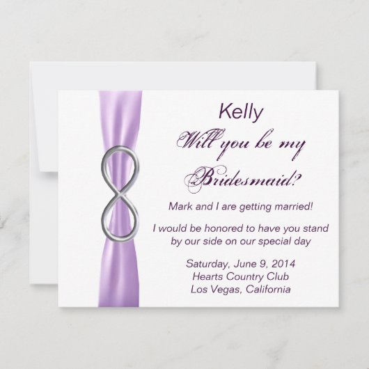 Lavender Infinity Wedding Bridesmaid Card Einladung (Vorderseite)