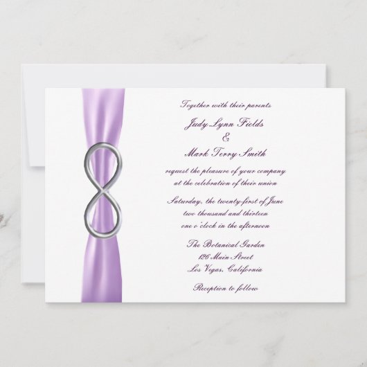 Lavender Infinity Wedding Einladung (Vorderseite)