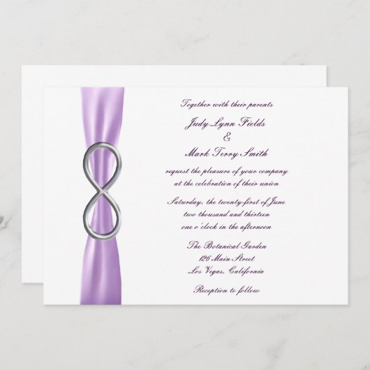 Lavender Infinity Wedding Einladung (Vorne/Hinten)