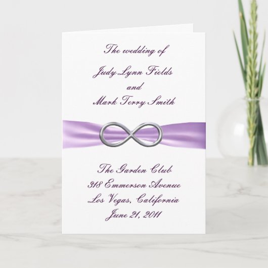 Lavender Infinity Wedding Programmkarte Programm (Vorderseite)