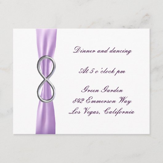Lavender Infinity Wedding Reception Card Begleitkarte (Vorderseite)