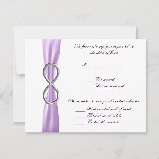 Lavender Infinity Wedding Response Card RSVP Karte (Vorderseite)