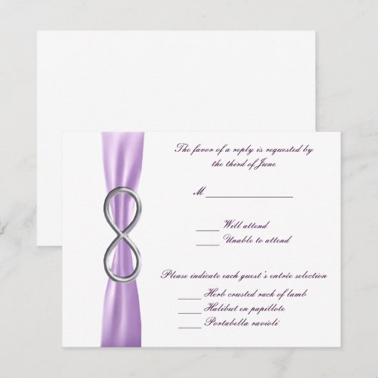Lavender Infinity Wedding Response Card RSVP Karte (Vorne/Hinten)