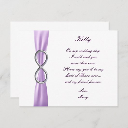 Lavender Infinity Wedding Trauzeugin Card Einladung (Vorne/Hinten)