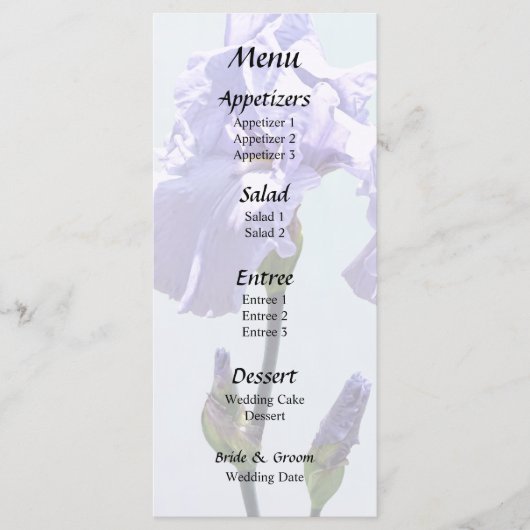 Lavender Iris and Buds Menükarte (Vorderseite)