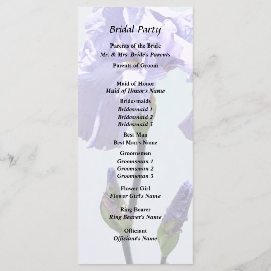 Lavender Iris and Buds Programm (Rückseite)