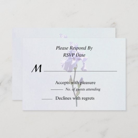 Lavender Iris and Buds RSVP Karte (Vorne/Hinten)
