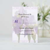 Lavender Iris Couple Wedding Supplies RSVP Karte (Stehend Vorderseite)