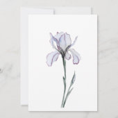 Lavender Iris Moderne Christliche Blumenhochzeit Einladung (Rückseite)
