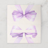 Lavender Ivory bow Place Cards Elegant Folded Platzkarte (Außenseite Aufgefaltet)
