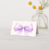 Lavender Ivory bow Place Cards Elegant Folded Platzkarte (Rückseite)