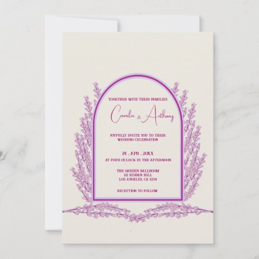 Lavender Ivory Floral Boho Wedding Einladung (Vorderseite)