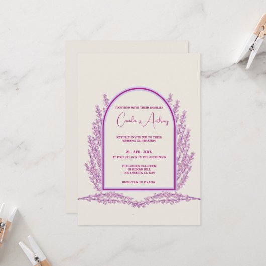 Lavender Ivory Floral Boho Wedding Einladung (Vorderseite/Rückseite Beispiel)