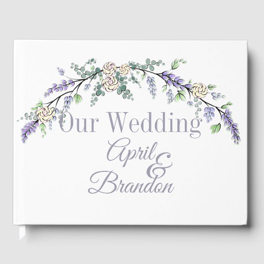 Lavender Ivory Rose und Eukalyptus Gästebuch (Vorderseite)