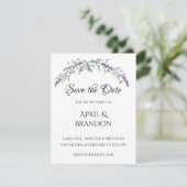 Lavender Ivory Rose und Eukalyptus Save The Date (Stehend Vorderseite)