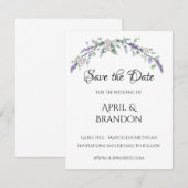 Lavender Ivory Rose und Eukalyptus Save The Date (Vorne/Hinten)