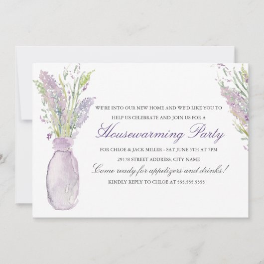 Lavender Jar Housewarming Party Einladung (Vorderseite)