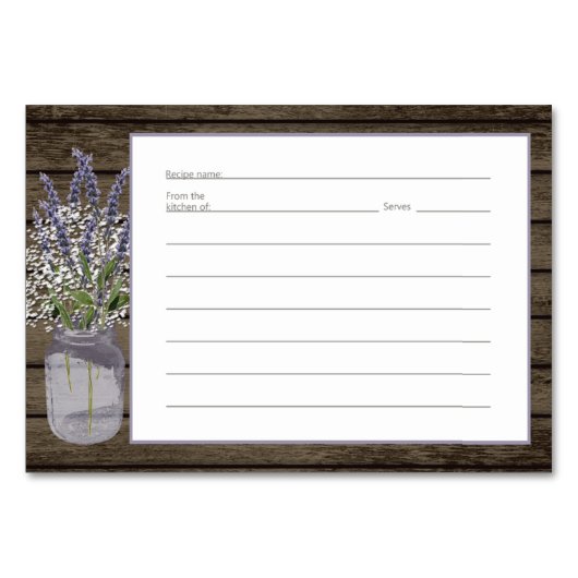 Lavender Jar Rustic Recicard Tischnummer (Vorderseite)
