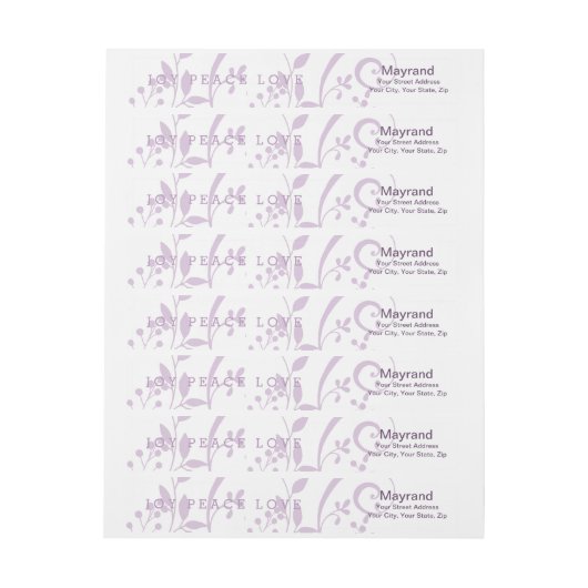Lavender Jode Peace Liebe Holiday Wraparound Label (Bogen)