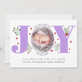 Lavender Joy Erste Weihnachtsgeburt des Fotos Ankündigung (Vorderseite)